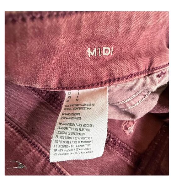 VTG American Eagle Women's SZ 8 MIDI SHORTS Denim Twill Burgundy Super Stretch - Picture 4 of 8